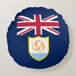 Patriotic Anguilla Flag Round Pillow