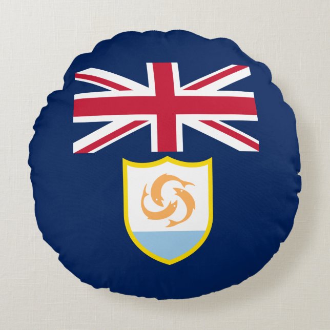 Patriotic Anguilla Flag Round Pillow (Front)