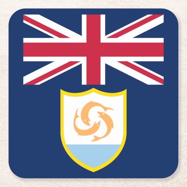 Patriotic Anguilla Flag Square Paper Coaster (Front)