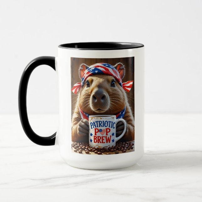 Patriotic Animal Lover Mug - Capybara & Flag (Left)