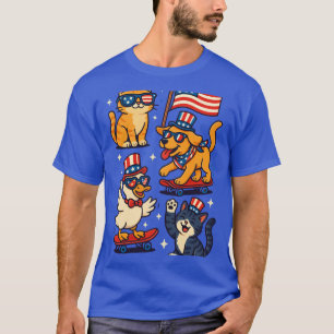 Patriotic Animals 'Merica - Funny 4th of July Pet T-Shirt