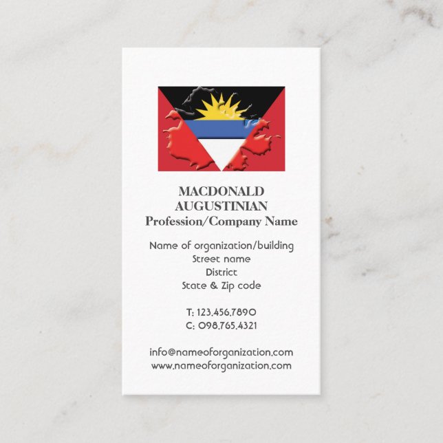 Patriotic | ANTIGUA FLAG | Photo Business Card (Front)