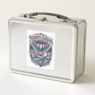 Patriotic Antique Collector Vector Graphic Tee Metal Lunch Box