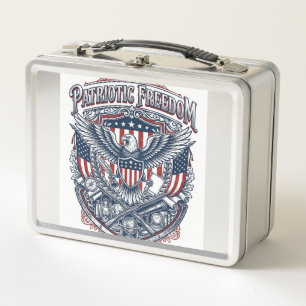 Patriotic Antique Collector Vector Graphic Tee Metal Lunch Box