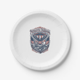 Patriotic Antique Collector Vector Graphic Tee Paper Plate