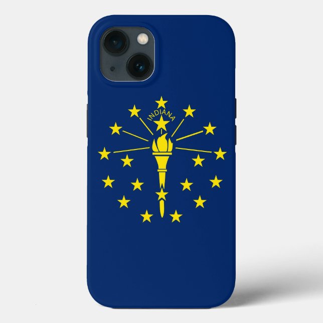 Patriotic Apple iPhone 13 Case-Mate, Indiana Flag Case-Mate iPhone Case (Back)