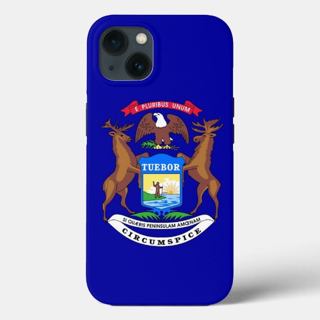 Patriotic Apple iPhone 13 Case-Mate, Michigan flag Case-Mate iPhone Case (Back)