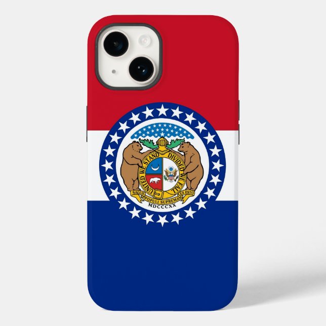 Patriotic Apple iPhone 14 Case-Mate, Missouri flag Case-Mate iPhone Case (Back)