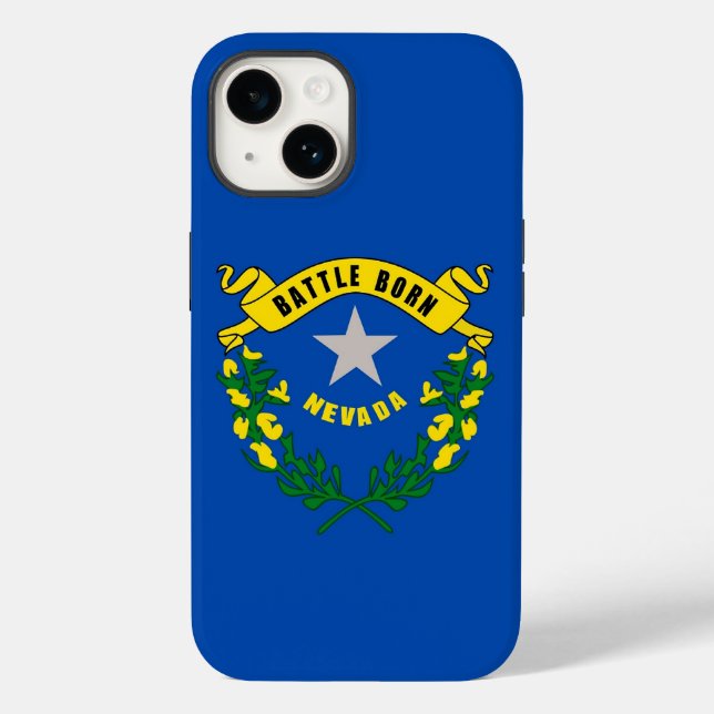 Patriotic Apple iPhone 14 Case-Mate, Nevada Flag Case-Mate iPhone Case (Back)
