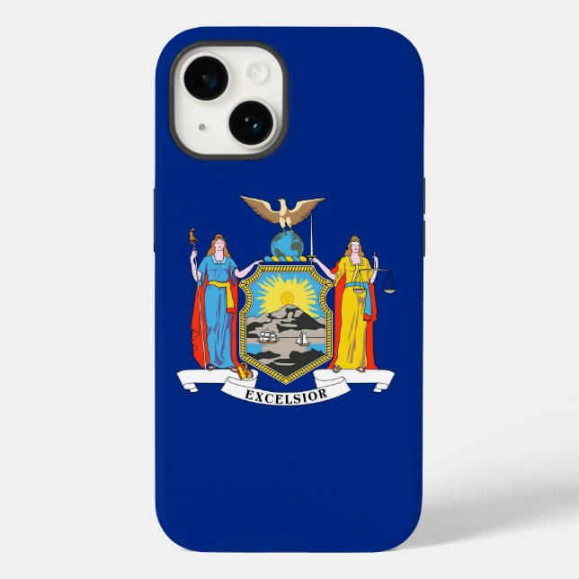 Patriotic Apple iPhone 14 Case-Mate, New York Flag Case-Mate iPhone Case (Back)