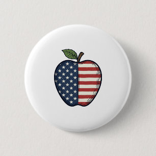 Patriotic Apple Vintage Engraving Vector Design_1 6 Cm Round Badge
