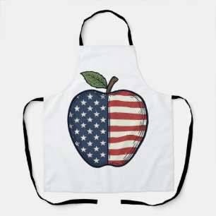 Patriotic Apple Vintage Engraving Vector Design_1 Apron
