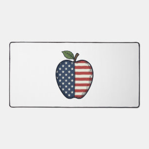Patriotic Apple Vintage Engraving Vector Design_1 Desk Mat