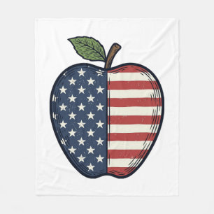 Patriotic Apple Vintage Engraving Vector Design_1 Fleece Blanket