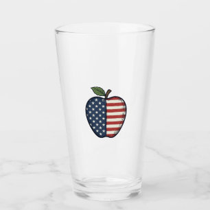 Patriotic Apple Vintage Engraving Vector Design_1 Glass