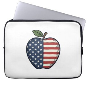 Patriotic Apple Vintage Engraving Vector Design_1 Laptop Sleeve