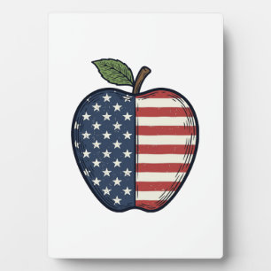 Patriotic Apple Vintage Engraving Vector Design_1 Plaque