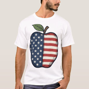 Patriotic Apple Vintage Engraving Vector Design_1 T-Shirt