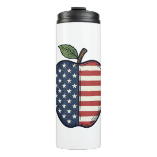 Patriotic Apple Vintage Engraving Vector Design_1 Thermal Tumbler