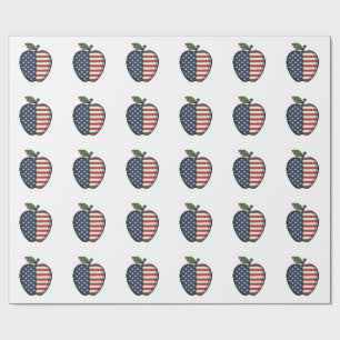 Patriotic Apple Vintage Engraving Vector Design_1 Wrapping Paper