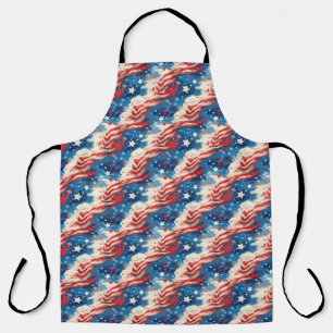 Patriotic Apron with Red White and Blue Stars