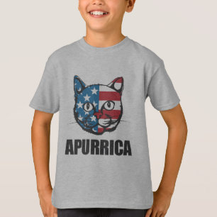 Patriotic Apurrica American Flag Cat T-Shirt