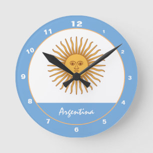 Patriotic Argentina Flag & Argentina Home / design Round Clock