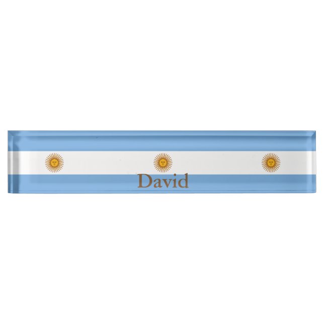 Patriotic Argentinian Flag Desk Name Plate (Front)