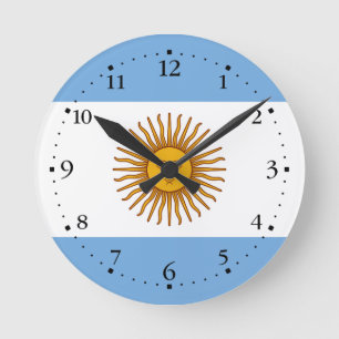Patriotic Argentinian Flag Round Clock