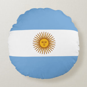 Patriotic Argentinian Flag Round Cushion