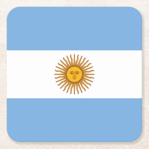 Patriotic Argentinian Flag Square Paper Coaster