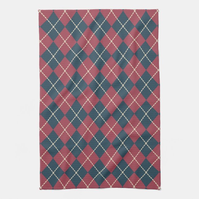 Patriotic Argyle Kitchen Towel Gift (Vertical)