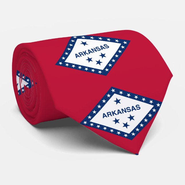 Patriotic Arkansas State Flag Tie (Rolled)