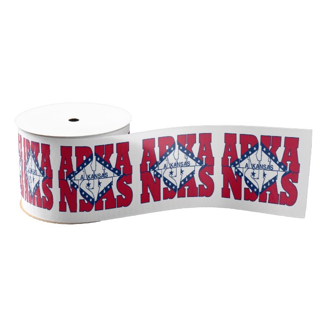 Patriotic Arkansas state flag typography design Grosgrain Ribbon (Spool)