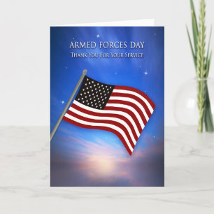 Patriotic, Armed Forces Day, USA Flag at Twilight Card