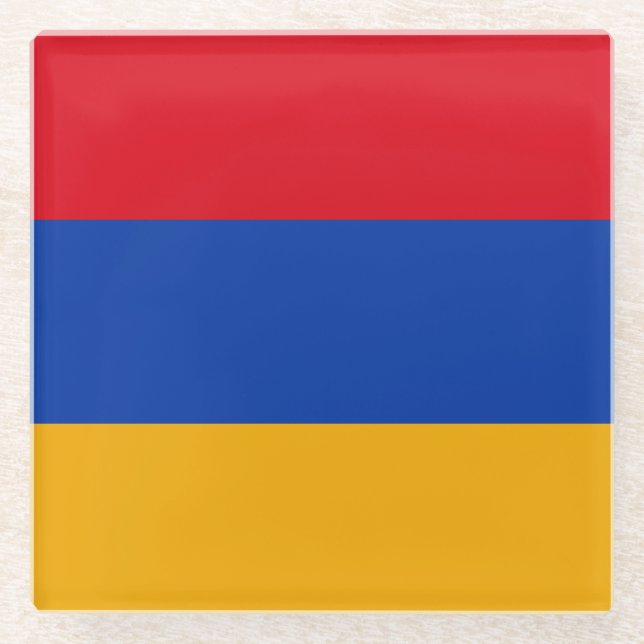 Patriotic Armenian Flag Glass Coaster (Front)