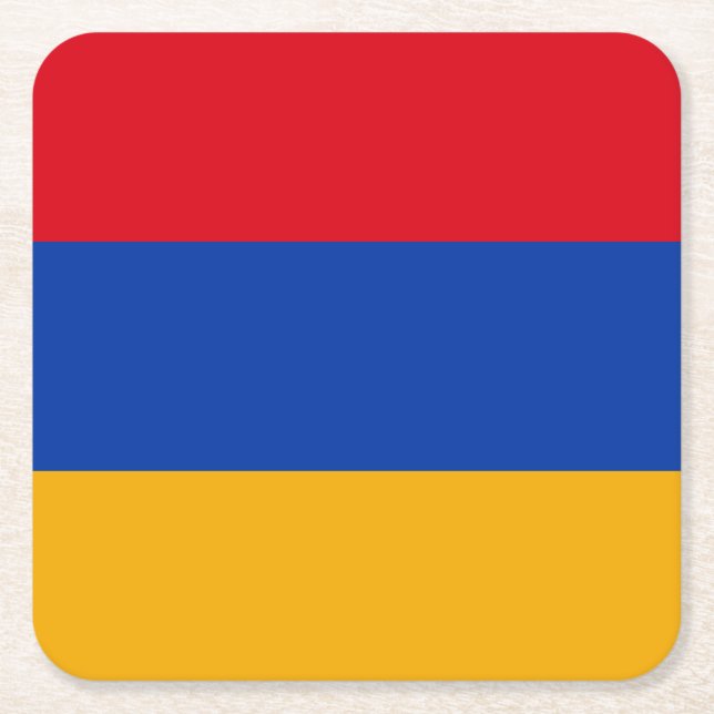 Patriotic Armenian Flag Square Paper Coaster (Front)
