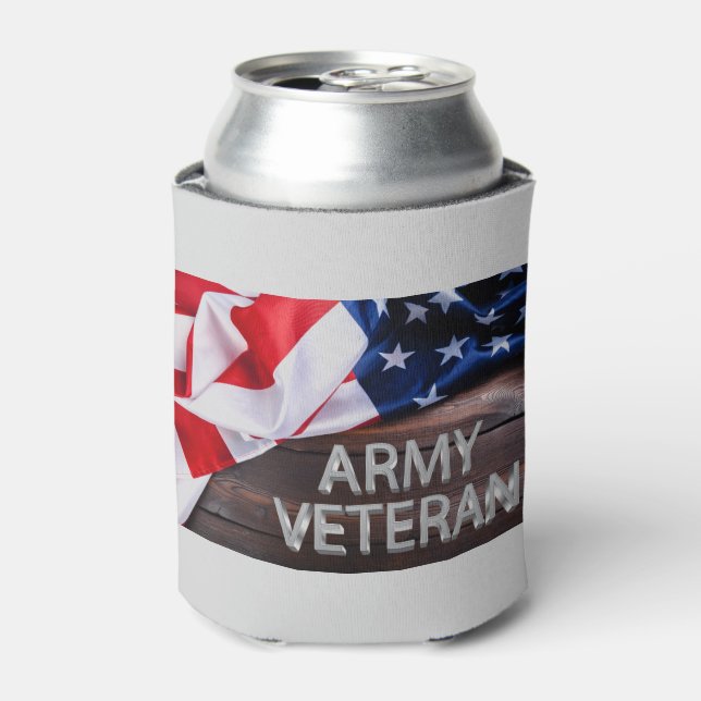 Patriotic “Army Veteran” Can Cooler (Can Front)