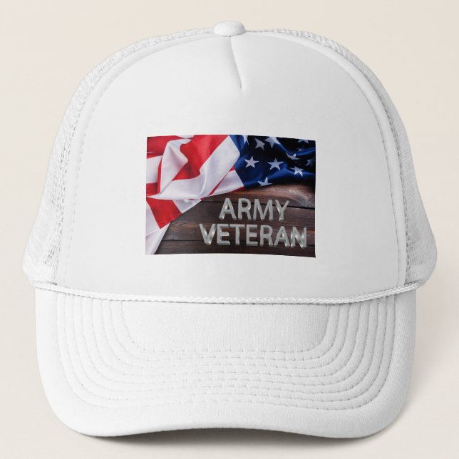 Patriotic “Army Veteran” Trucker Hat (Front)