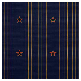 Patriotic Art Deco - Gold Stripes Red Star on Navy Fabric