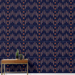 Patriotic Art Deco - Red Ivory on Navy Blue v2 Wallpaper<br><div class="desc">Original design on this fab Peel 'n Stick Wallpaper was inspired in part by a 1940's era Art Deco Necktie! With a subtle patriotic feel that's perfectly set off against a deep rich navy blue background, I've combined gold-rimmed red stars w/ clusters of 5 narrow ivory strips overlaid w/ red...</div>