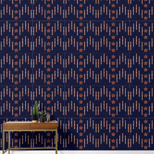 Patriotic Art Deco - Red Ivory on Navy Blue v2 Wallpaper