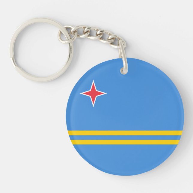 Patriotic Aruba Flag Key Ring (Front)