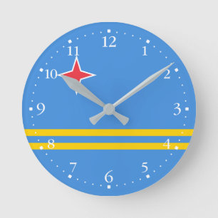 Patriotic Aruba Flag Round Clock