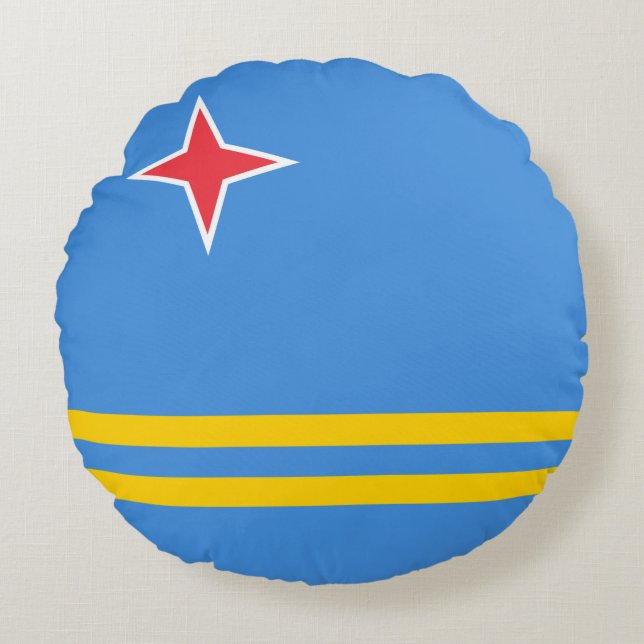 Patriotic Aruba Flag Round Cushion (Front)