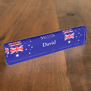 Patriotic Australian Flag Desk Name Plate