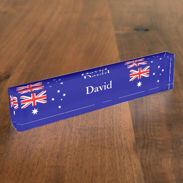 Patriotic Australian Flag Desk Name Plate (Side)