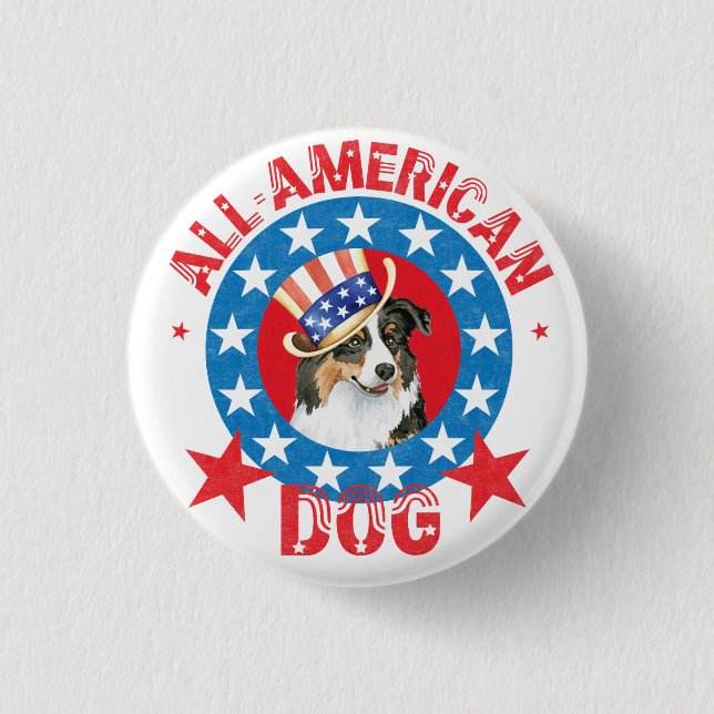 Patriotic Australian Shepherd 3 Cm Round Badge (Front)
