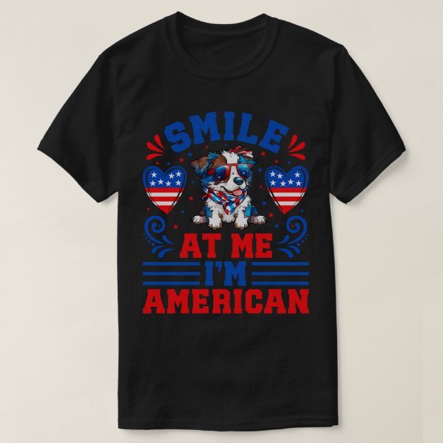Patriotic Australian Shepherd Dog 1 T-Shirt (Design Front)
