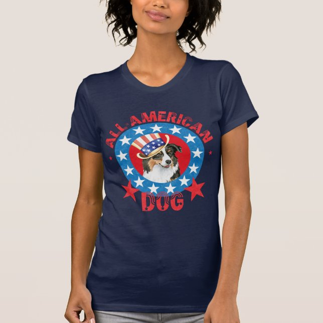 Patriotic Australian Shepherd T-Shirt (Front)